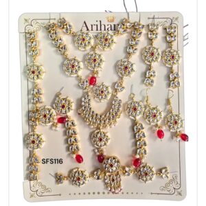 Sudha Fancy store red kundan haarset sfs116