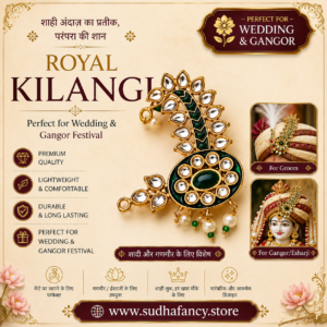 Sudha Fancy store red kundan kilangi – wedding & ishar gangaur special safa brooch (copy) (copy)