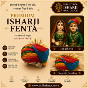 Sudha Fancy store प्रीमियम रेड चूंदड़ी इशरजी फेंटा | traditional isharji pagri for gangaur decoration (copy)