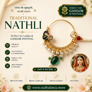 Sudha Fancy store red kundan nath (copy)