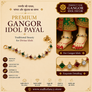 Premium Gangor Idol Payal with Kundan and Multicolor Stone Work for Traditional Gangaur Idol Decoration